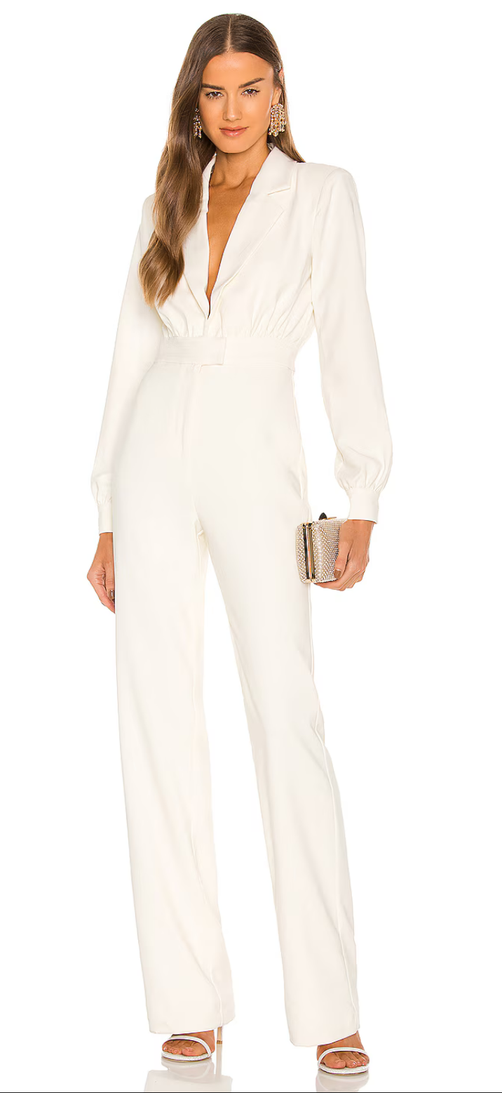 Michael Costello x Revolve Reina Jumpsuit Ivory Sz S